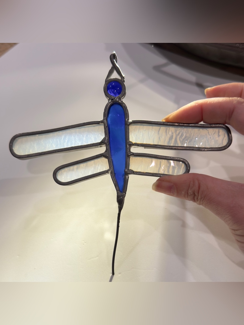 Vintage Stained Glass Dragonfly Sun Catcher